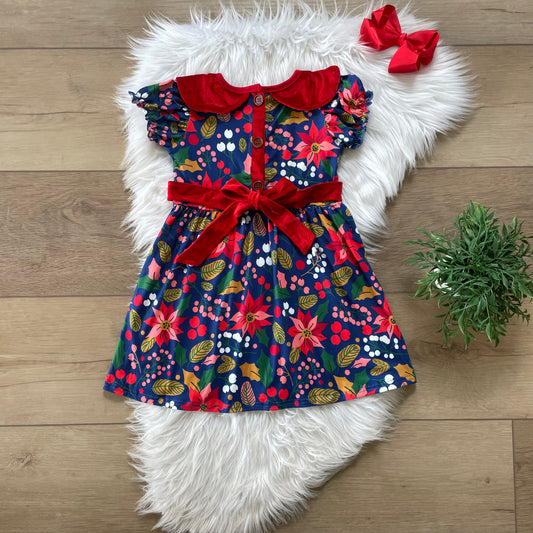 Velvet Poinsettia Dress