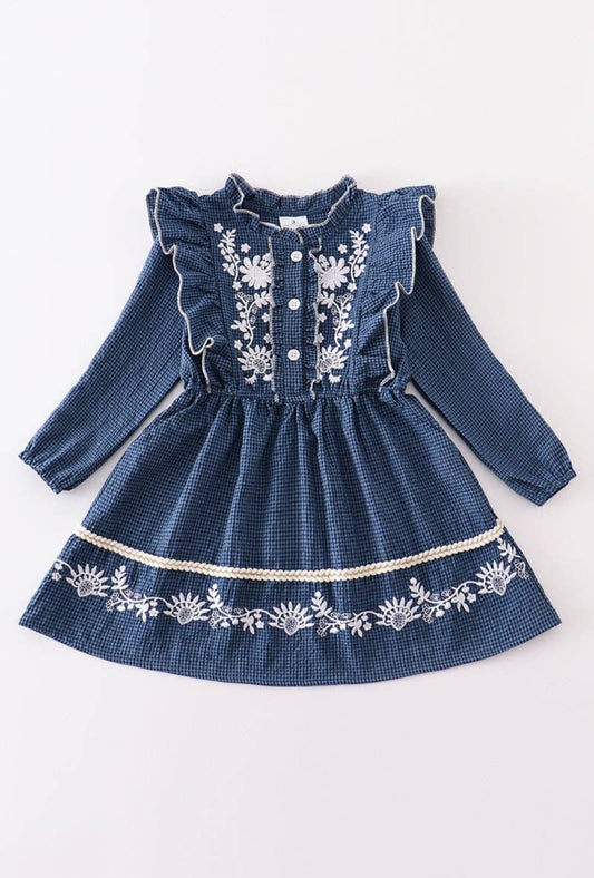 Navy Embroidered Dress