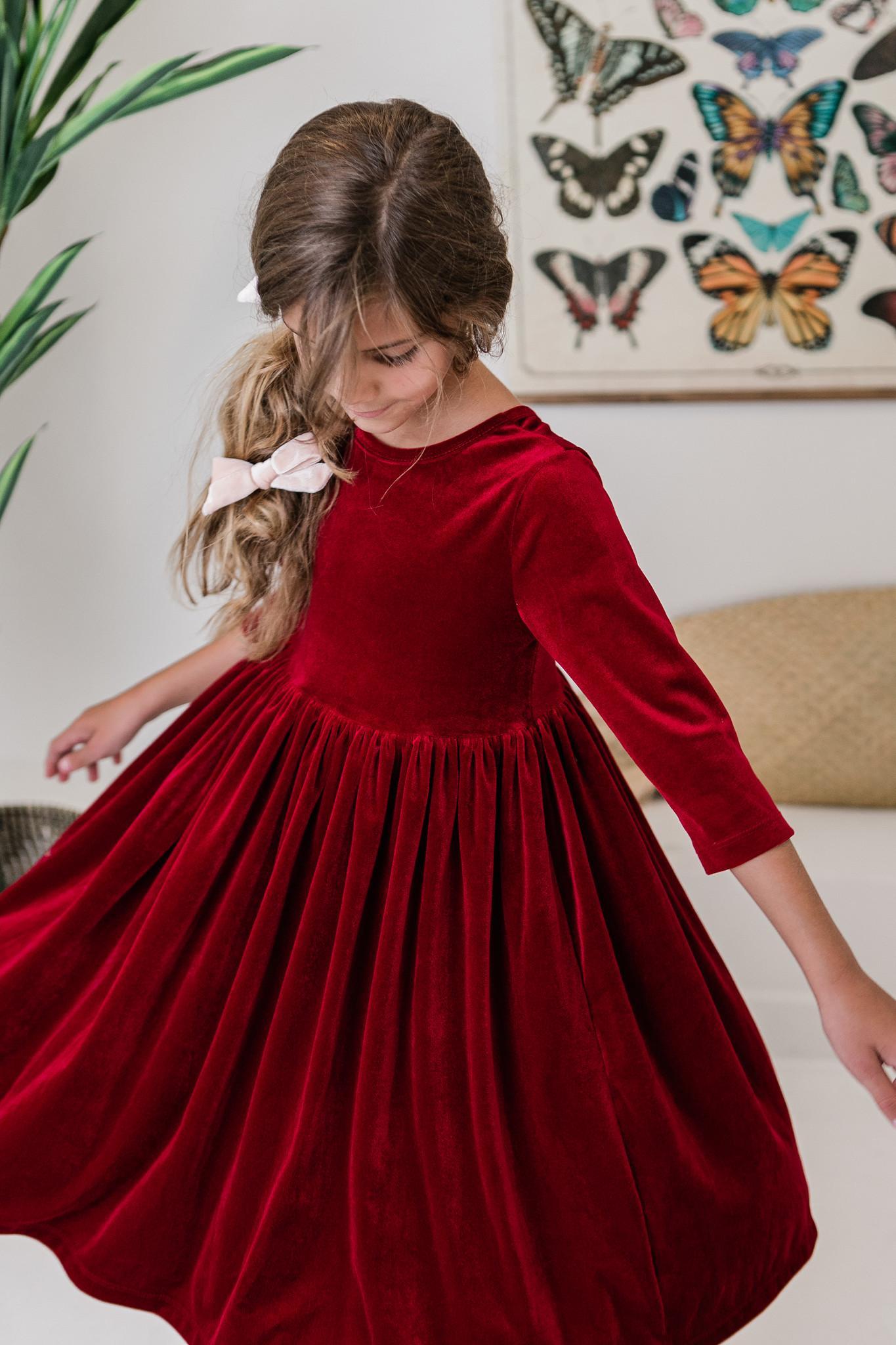 💥CLEARANCE💥 Cranberry Velvet Twirl Dress