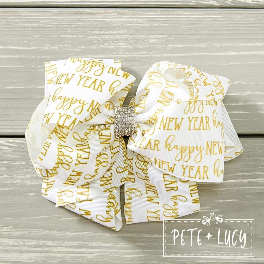 Sparkling Elegance: Happy New Year Deluxe Bow
