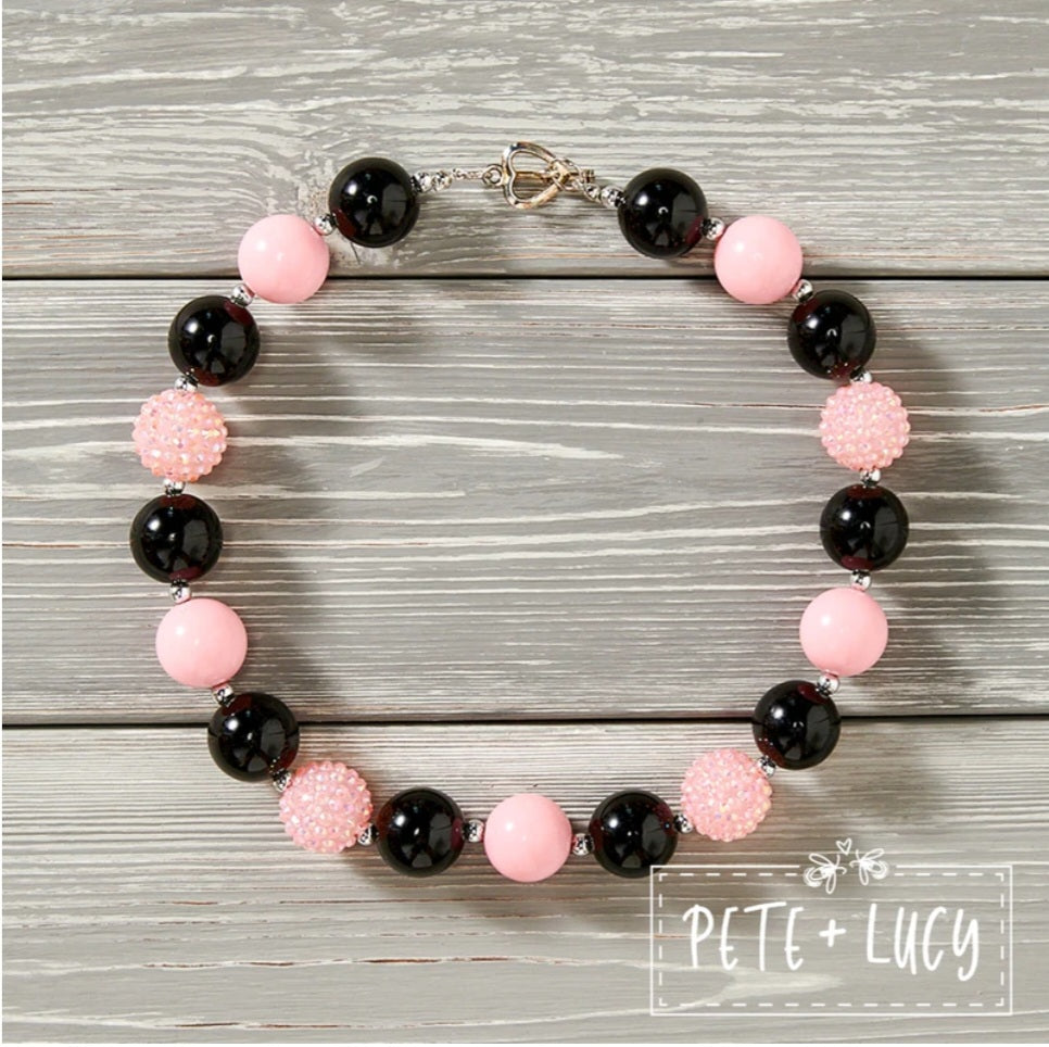 Pink and Black Chunky Necklace