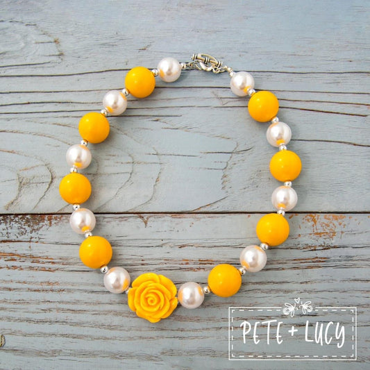 Yellow Rose Chunky Necklace